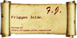 Frigyes Jolán névjegykártya
