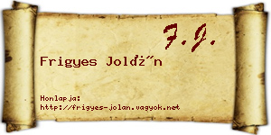 Frigyes Jolán névjegykártya